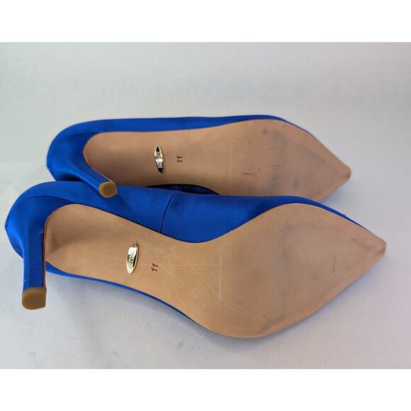 Badgley Mischka Electric Blue Cher Crystal Embellished Satin Pumps Size 11 - Picture 10 of 14